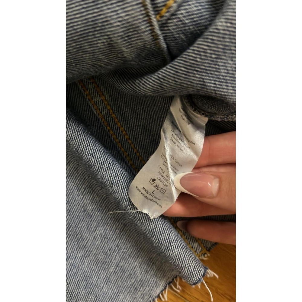 Windsor Acid Wash Cropped Denim Jacket Blue Raw Hem Large - Picture 4 of 4